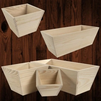 Wooden Indoor Plant Pots Vintage Style Decorative Planter Boxes for Art Craft  - Image 1 of 4