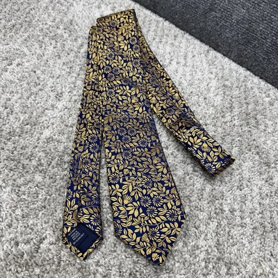 Charles Tyrwhitt England Silk Necktie Tie blue gold floral Men's 3" x 58" - Image 1 of 4