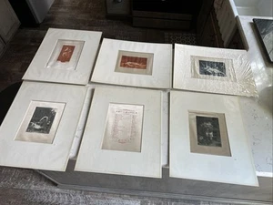 Lot Of Six (6) Antique Prints On Silk - Picture 1 of 8