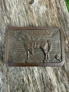 Vintage 1940er Vogel Western Pferd Longhorn Kaktus Metall Messing Gürtelschnalle Bronco - Bild 1 von 4
