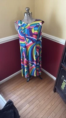Trashy Diva цветной радуги трапециевидный яркий MuMu Shift платье S новый с ярлыками - Изображение 1 из 4