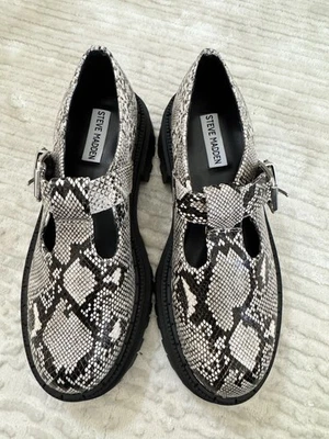 NUEVO SIN CAJA NUEVO SIN CAJA Steve Madden Kamlee Suela Mary Jane Estampado Piel de Serpiente Talla 8 Foto 1 de 4