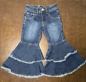 Rodeo Girl by Liz Girls Toddler Jeans Sz 3T Bell Bottom Flare Ruffle Cowgirl - Picture 1 of 18