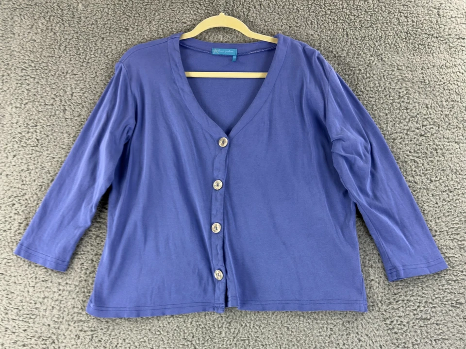 Cárdigan suéter Fresh Produce para mujer talla XL azul con botones 100 % algodón EE. UU. Foto 1 de 4