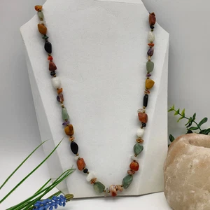 Halskette Edelsteine Halbedelsteine Schmuck Kette Trommelsteine Heilsteine Magie - Picture 1 of 8