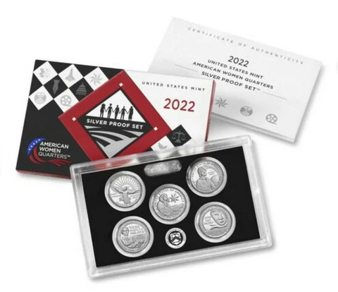 2022 s us mint 5 coin american women quarters silver proof set 22ws in stock Cover
