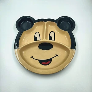 Mickey Mighty Mouse Ceramic Hand Painted Childrens Divided Plate 5 Compartments - Picture 1 of 10