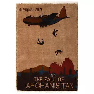 Authentischer handgeknüpfter Fall of Afghan War Teppich im Angebot 2 Fuß 10 Zoll x 2 Fuß - G27112 - Bild 1 von 3