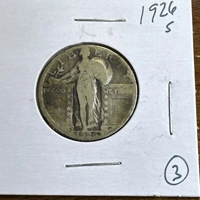 1926 S 90% Silver Standing Liberty Quarter           Free Shipping - Image 1 of 2