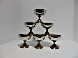 6 J.S.T. Champagne Sherbet Goblets Chrome And Brass Mid-Century - Picture 1 of 15