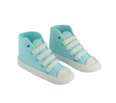 Blue Edible Booties, Baby Shower High Tops Converse Trainers Cake Topper  - Image 1 of 2
