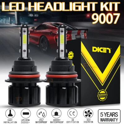 Pair 4-sides 9007 LED Headlight Bulbs Kit 6000K White High Low Beam Light Bulbs - Image 1 of 4