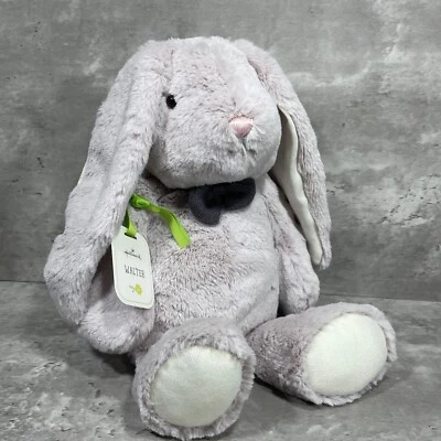 Hallmark Retired Floppy Ear Bunny Rabbit Bow Tie Gray Plush Stuffed Animal New - Image 1 of 4