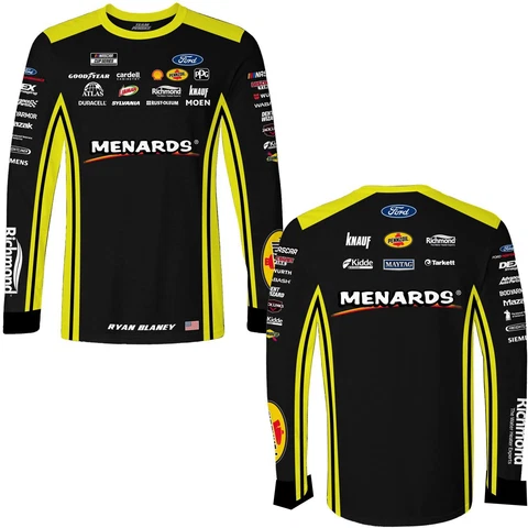 Ryan Blaney Long Sleeve Sublimated Uniform Pit Crew T-Shirt Black Cover