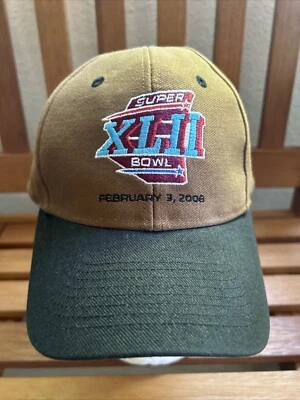 Nuevo NFL Reebok Super Bowl XLII 3 de febrero de 2008 Sombrero Patriots Giants Juego Marrón Negro Foto 1 de 4