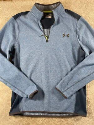 Under Armour Men's M Loose Fit Fleece Blue Pullover 1/2 Zip Jacket Used # 46 - Image 1 of 4
