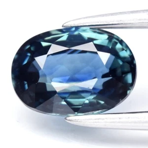 💎 1.15ct 7x5mm VVS Oval Greenish Blue Sapphire - Unheated, Mozambique Gem - Picture 1 of 10
