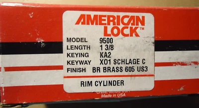 Cilindro de llanta American Lock 1-3/8" X01 Schlage C Keyway 9500 de colección EE. UU. Foto 1 de 4