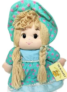 RARO Muñeca de Trapo de Colección Relleno Peluche Vestido Azul Estrellas Rojas Muñeca Brooklyn Toy Co Difícil de Encontrar - Imagen 1 de 12