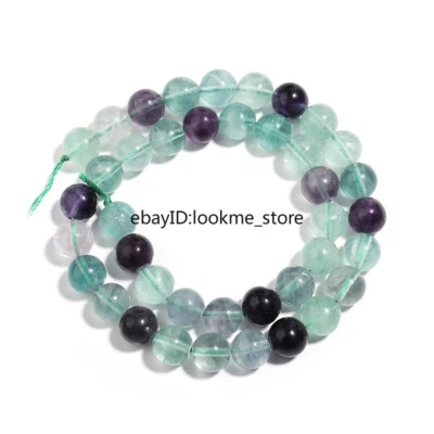 Natural Stone Colorful Fluorite Round Spacer Beads Jewelry Making 4 6 8 10 12mm - Image 1 of 4