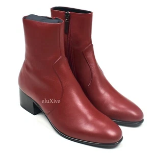 NWT $1.3K Saint Laurent YSL Opyum Red Calf Leather James 60 Boots 36.5 AUTHENTIC - Picture 1 of 14