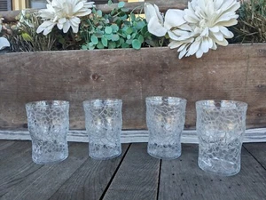 Vintage Federal Glass "Jack Frost" Crackled 8oz Water Tumblers (4) - Picture 1 of 6