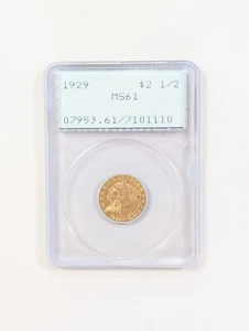 Cabeza india de oro 1929 $2,50 graduación profesional MS61 ~ Sonajero OGH de colección - Imagen 1 de 4