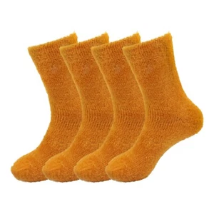 Women's Fuzzy Burnt Orange Dijon Brown Cozy Warm Plush Home Lounge Socks - Picture 1 of 4