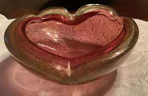 Vetro artistico italiano Murano mirtillo e olivo con fiocchi d'oro - Foto 1 di 8