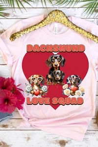 Valentines Day Tee - Dachshund Love Squad, Cute Dog Lover Gift - Picture 1 of 28