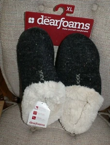 Damen DearFoam Pullover Strick Clog Hausschuhe Kunstfell Gr. XL meliert schneller Versand  - Bild 1 von 4