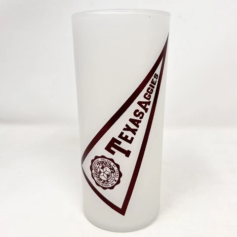 Texas A&M Aggies Vintage Frosted Glass Tumbler Pennant Mascot 6.25" Tall Cover