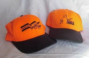 LOT of 2 Friends of NRA Blaze Orange Black Bill Strap Back Cap/Hat Made in USA - Picture 1 of 7