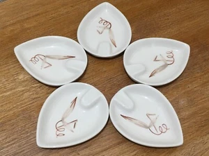 5 Winfield Pottery Leaf Shaped Ashtray Dishes Passion Flower Design Ceramic - Picture 1 of 5