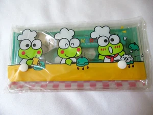 Vintage NEW 1997 Sanrio frog Keroppi FORK & Spoon set in vinyl case 3 Piece - Picture 1 of 4
