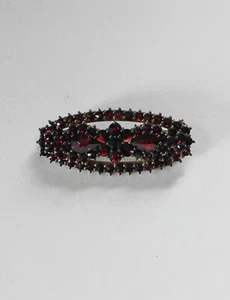 Vintage Genuine Red Garnet Oval Brooch Bohemian - Picture 1 of 3
