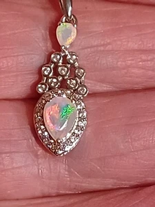 Opal und Zirkon Silber Halskette💥💥Natur Edelsteine💥💥Wunderschönes Stück.. - Bild 1 von 7