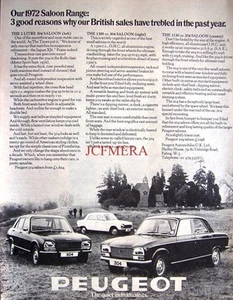 1972 Peugeot Saloon Range Motor Car Advert - Original Auto Print AD - Picture 1 of 1