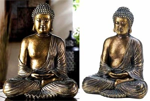 ESTATUILLA DE ESTATUA DE BBUDA SENTADA DE BRONCE METÁLICO-METÁLICO DE 11,8" ** NUEVA EN CAJA - Imagen 1 de 12