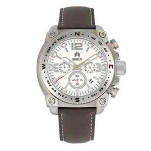 Reloj de buceo Shield Tesei cronógrafo correa de cuero para hombre con fecha - plateado/gris - Imagen 1 de 3