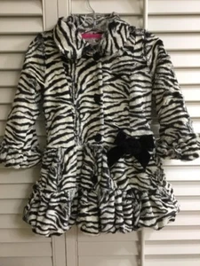 Widgeon Zebra Faux Fur Button Down Coat with Accent New Multiple Sizes - Picture 1 of 12