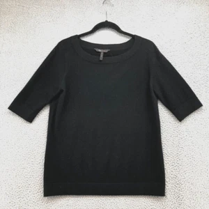 BCBGMaxazria Cashmere Sweater Jumper Womens Large Black Short Sleeve  - Picture 1 of 11