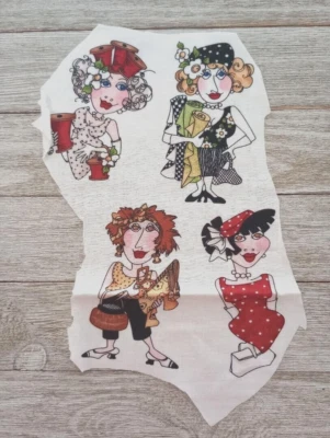 loralie creative toss fun fabric 4 ladies scrap piece 3.5 inch #1011 1pc - Image 1 of 2