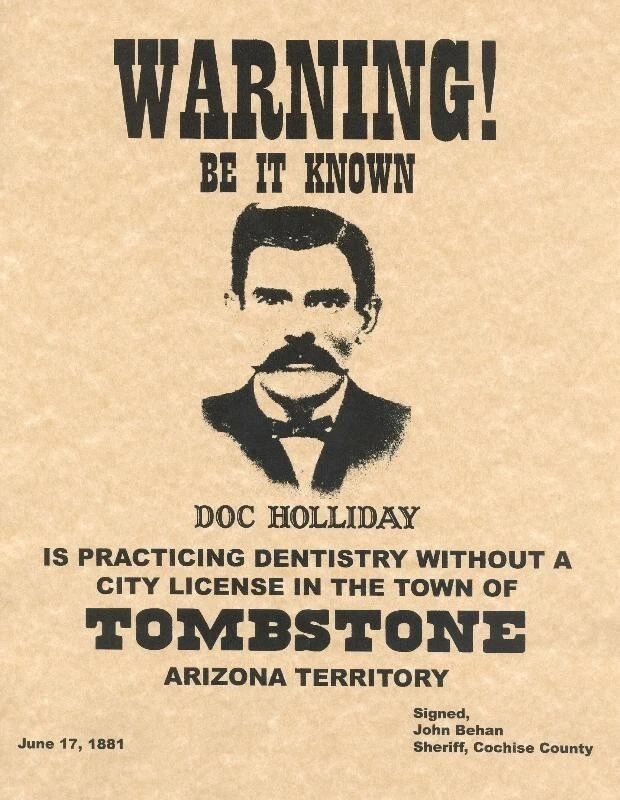 DOC  HOLLIDAY  -   8 1/2  X  11  -  GLOSSY  PHOTO  REPRINT - Image 1 of 1