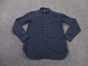 Burberry Shirt Mens 14.5 37 S Blue Plaid Business Modern Preppy Golf Navy - Picture 1 of 11