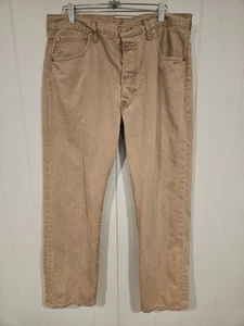 Levis 501 Jeans Herren 36x30 beige hellbraun gerades Bein Knopfleiste Denim 100% Baumwolle - Bild 1 von 8