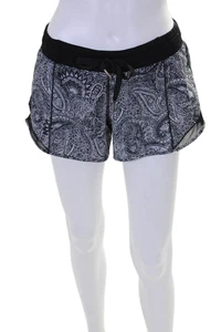 Lululemon Womens Paisley Floral Print Low Rise Shorts Navy Blue White Size 4 - Picture 1 of 4