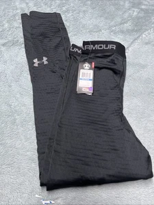 Under Armour Cold Gear Leggings Boys YXL Black Gym Training Logo Black Base 2.0 - Picture 1 of 14
