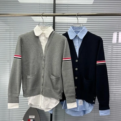 Thom Browne Autumn Striped Long-sleeved Women's Lapel Cardigan Jacket - Image 1 of 4