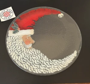 Peggy Karr Fused Art Glas Halbmond Weihnachtsmann Schale 13,75" Vintage - Bild 1 von 5